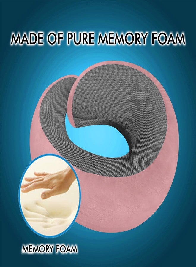 GREELI Premium Memory Foam Neck Pillow for Travel, Compact & Portable Airplane Travel Pillow Combo with Soft Eye Mask and Carry Bag. (Pink) - Image 2